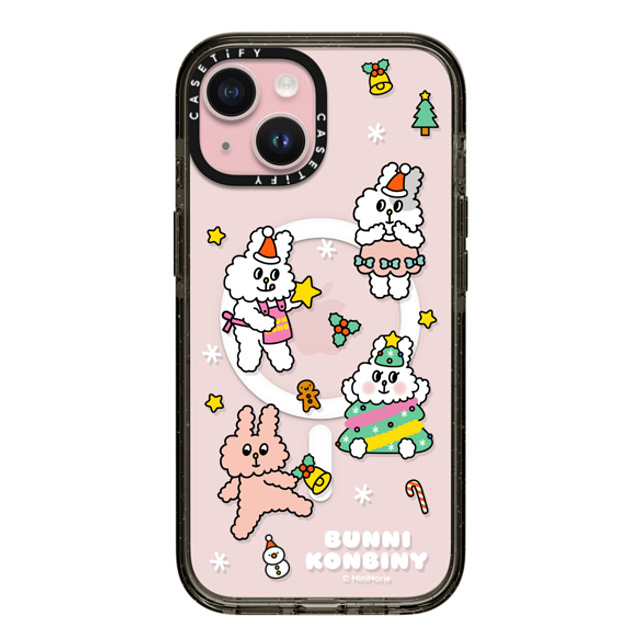 Bunni Konbiny x CASETiFY iPhone 15 ケース ブラック インパクトケース MagSafe対応 FESTIVE BUNNIES