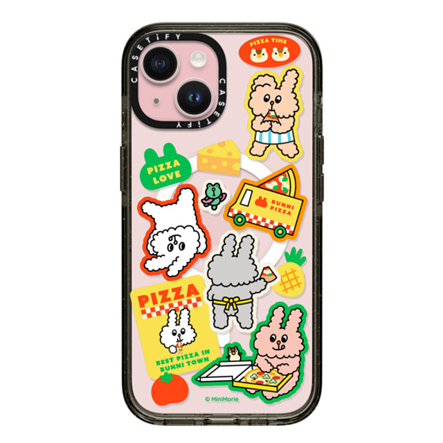 Bunni Konbiny x CASETiFY iPhone 15 Case Bunny,Animal Black Impact Case MagSafe Compatible PIZZA PARTY Back to School Bunni Konbiny x CASETiFY iPhone 15 Case Bunny,Animal Black Impact Case MagSafe Compatible PIZZA PARTY Back to School