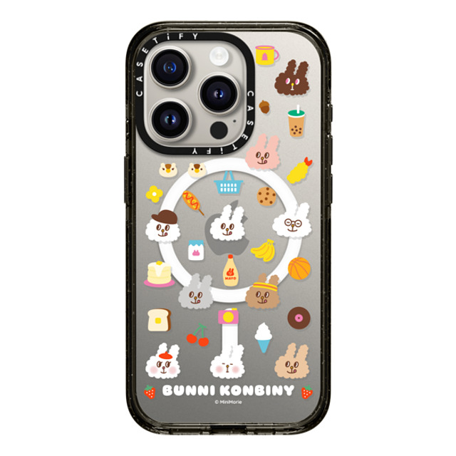 Bunni Konbiny x CASETiFY iPhone 15 Pro ケース ブラック インパクトケース MagSafe対応 FLUFFY BUNNI FRIENDS