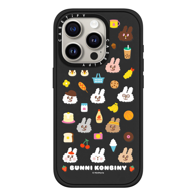 Bunni Konbiny x CASETiFY iPhone 15 Pro ケース マットブラック インパクトケース MagSafe対応 FLUFFY BUNNI FRIENDS