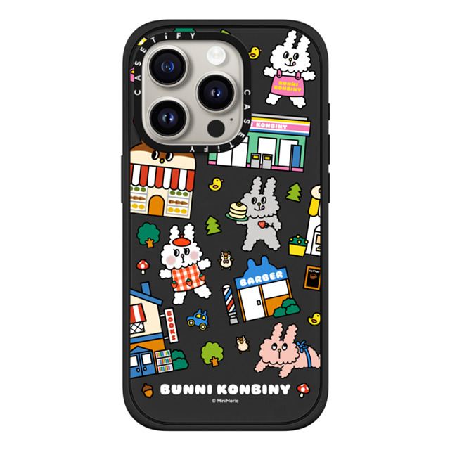 Bunni Konbiny x CASETiFY iPhone 15 Pro ケース マットブラック インパクトケース MagSafe対応 BUNNI TOWN