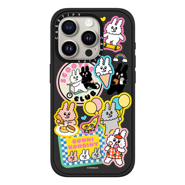 Bunni Konbiny x CASETiFY iPhone 15 Pro ケース マットブラック インパクトケース MagSafe対応 BUNNI STICKERS