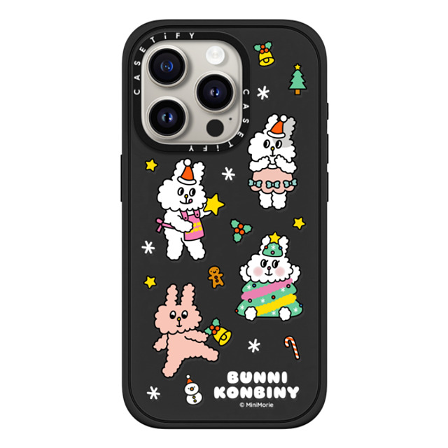 Bunni Konbiny x CASETiFY iPhone 15 Pro ケース マットブラック インパクトケース MagSafe対応 FESTIVE BUNNIES