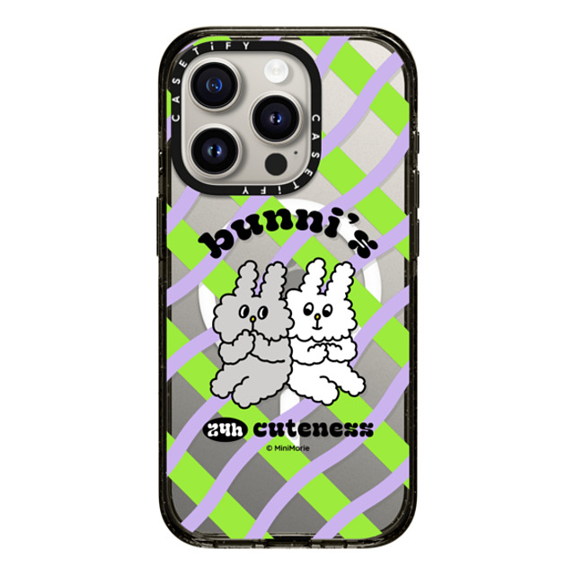Bunni Konbiny x CASETiFY iPhone 15 Pro ケース Bunny,Animal ブラック インパクトケース MagSafe対応 24H CUTENESS Father's Day Bunni Konbiny x CASETiFY iPhone 15 Pro ケース Bunny,Animal ブラック インパクトケース MagSafe対応 24H CUTENESS Father's Day