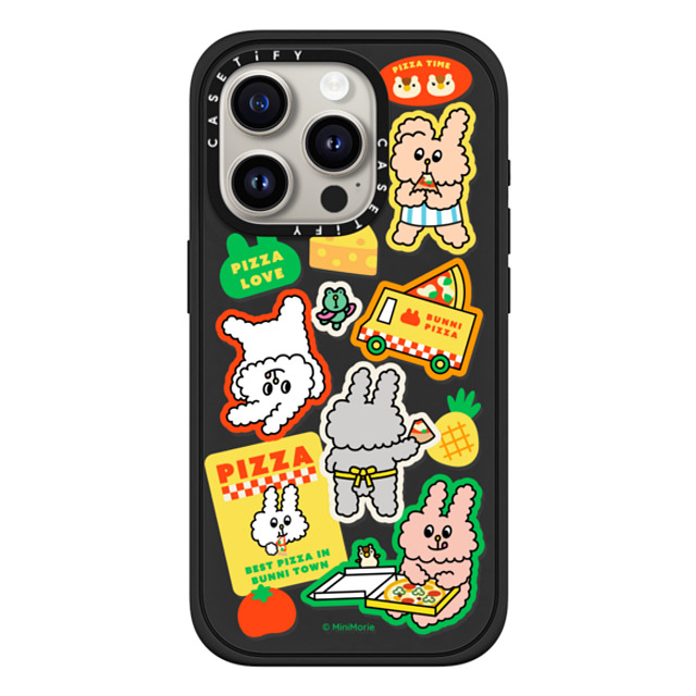 Bunni Konbiny x CASETiFY iPhone 15 Pro Case Bunny,Animal Matte Black Impact Case MagSafe Compatible PIZZA PARTY Back to School Bunni Konbiny x CASETiFY iPhone 15 Pro Case Bunny,Animal Matte Black Impact Case MagSafe Compatible PIZZA PARTY Back to School