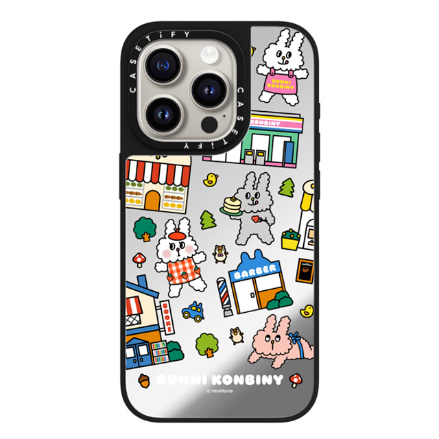 Bunni Konbiny x CASETiFY iPhone 15 Pro Case Silver on Black ミラーケース MagSafe対応 BUNNI TOWN Bunni Konbiny x CASETiFY iPhone 15 Pro Case Silver on Black ミラーケース MagSafe対応 BUNNI TOWN