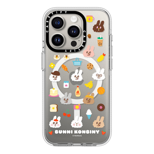 Bunni Konbiny x CASETiFY iPhone 15 Pro ケース クリア クリア ケース MagSafe対応 FLUFFY BUNNI FRIENDS