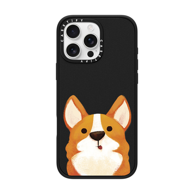 The Little Red House x CASETiFY iPhone 16 Pro Max ケース Cat,Animal マットブラック インパクトケース MagSafe対応 Happy Corgi Father's Day The Little Red House x CASETiFY iPhone 16 Pro Max ケース Cat,Animal マットブラック インパクトケース MagSafe対応 Happy Corgi Father's Day