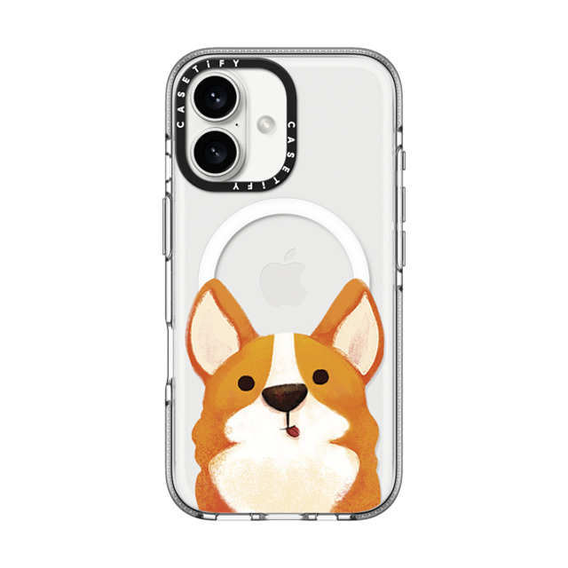 The Little Red House x CASETiFY iPhone 16 ケース Cat,Animal クリア クリア ケース MagSafe対応 Happy Corgi Father's Day The Little Red House x CASETiFY iPhone 16 ケース Cat,Animal クリア クリア ケース MagSafe対応 Happy Corgi Father's Day
