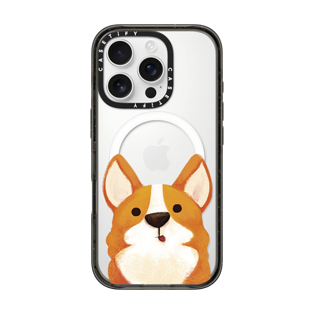 The Little Red House x CASETiFY iPhone 16 Pro Case Cat,Animal Black Impact Case MagSafe Compatible Happy Corgi Father's Day The Little Red House x CASETiFY iPhone 16 Pro Case Cat,Animal Black Impact Case MagSafe Compatible Happy Corgi Father's Day