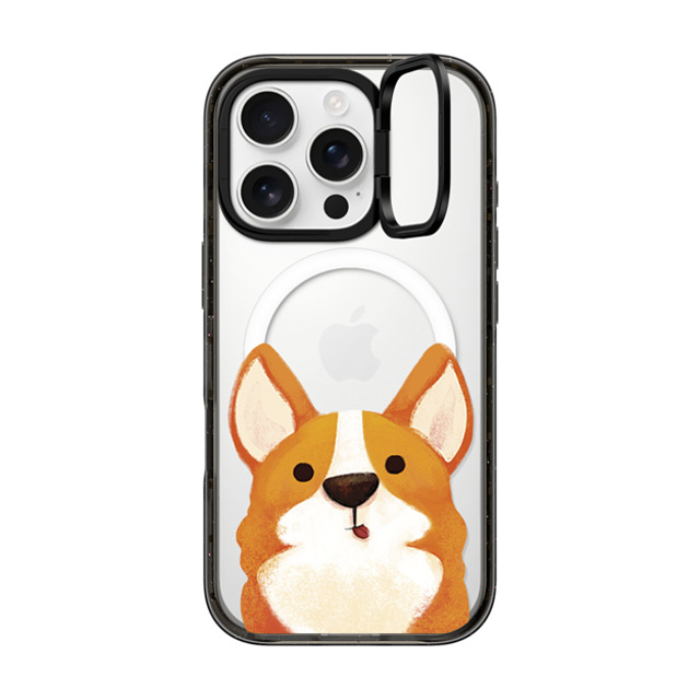 The Little Red House x CASETiFY iPhone 16 Pro ケース Cat,Animal ブラック インパクトリングスタンドケース MagSafe対応 Happy Corgi Father's Day The Little Red House x CASETiFY iPhone 16 Pro ケース Cat,Animal ブラック インパクトリングスタンドケース MagSafe対応 Happy Corgi Father's Day