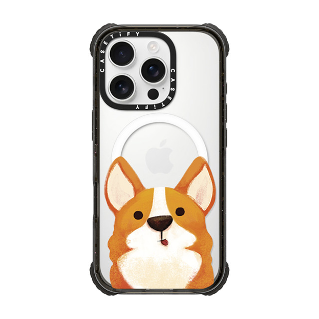 The Little Red House x CASETiFY iPhone 16 Pro ケース Cat,Animal ブラック ウルトラ インパクトケース MagSafe 対応 Happy Corgi Father's Day The Little Red House x CASETiFY iPhone 16 Pro ケース Cat,Animal ブラック ウルトラ インパクトケース MagSafe 対応 Happy Corgi Father's Day
