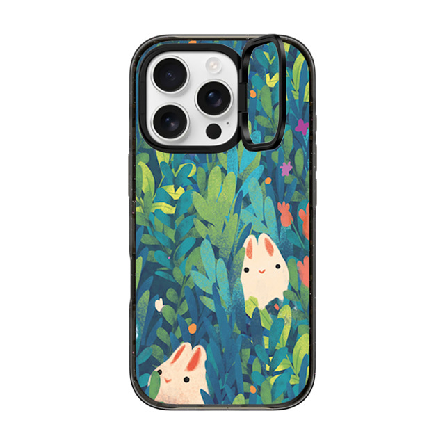 The Little Red House x CASETiFY iPhone 16 Pro ケース Floral,Bunny ブラック インパクトリングスタンドケース MagSafe対応 Spring Time Bunnies Father's Day The Little Red House x CASETiFY iPhone 16 Pro ケース Floral,Bunny ブラック インパクトリングスタンドケース MagSafe対応 Spring Time Bunnies Father's Day