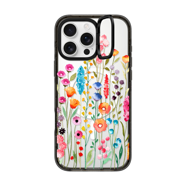 Sison Designs x CASETiFY iPhone 16 Pro Max ケース ブラック インパクトリングスタンドケース MagSafe対応 Jardin De Fleurs 2 phone case