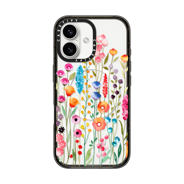 Sison Designs x CASETiFY iPhone 16 ケース ブラック インパクトケース MagSafe対応 Jardin De Fleurs 2 phone case