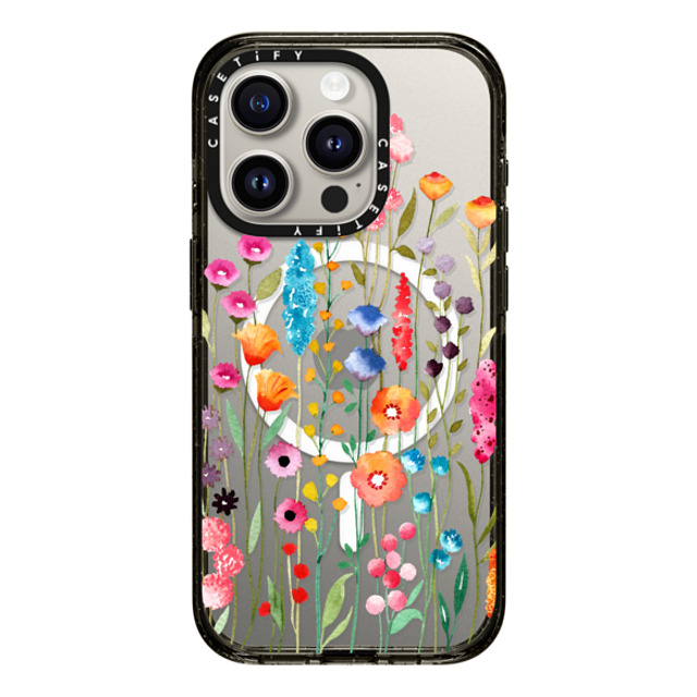 Sison Designs x CASETiFY iPhone 15 Pro ケース ブラック インパクトケース MagSafe対応 Jardin De Fleurs 2 phone case