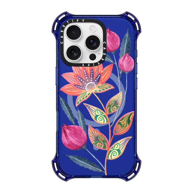 Sison Designs x CASETiFY iPhone 16 Pro ケース コバルトブルー バウンスケース Victorian Elegance Android case