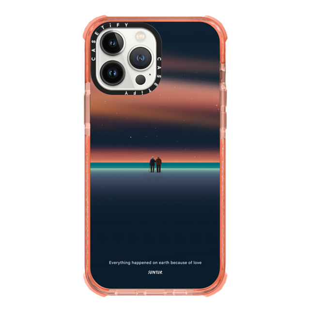 Suntur x CASETiFY iPhone 13 Pro Max ケース Peach ウルトラインパクトケース Everything happened on earth because of love