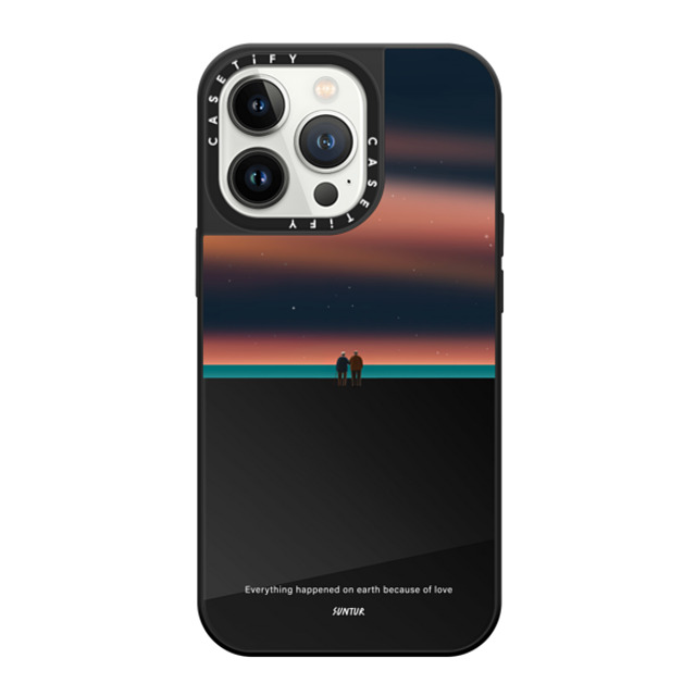 Suntur x CASETiFY iPhone 13 Pro ケース Black on Black ミラーケース MagSafe対応 Everything happened on earth because of love