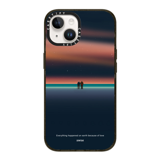 Suntur x CASETiFY iPhone 14 ケース ブラック インパクトケース MagSafe対応 Everything happened on earth because of love