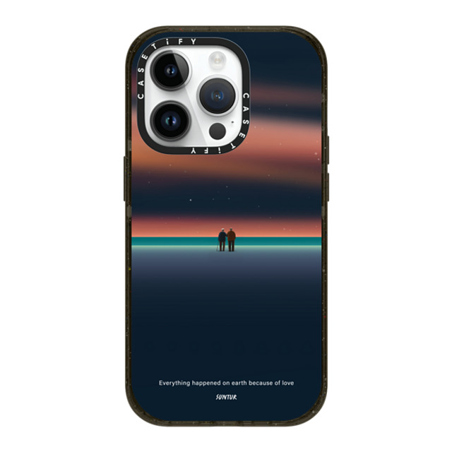 Suntur x CASETiFY iPhone 14 Pro ケース ブラック インパクトケース MagSafe対応 Everything happened on earth because of love