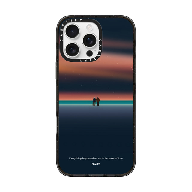 Suntur x CASETiFY iPhone 16 Pro Max ケース ブラック インパクトケース MagSafe対応 Everything happened on earth because of love