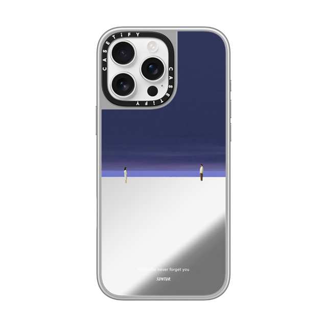Suntur x CASETiFY iPhone 16 Pro Max ケース シルバー (シルバーバンパー) ミラーケース MagSafe対応 Feels like never forget you