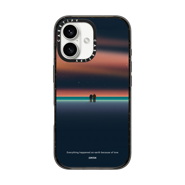 Suntur x CASETiFY iPhone 16 ケース ブラック インパクトケース MagSafe対応 Everything happened on earth because of love