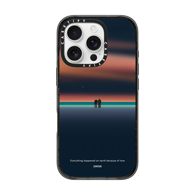 Suntur x CASETiFY iPhone 16 Pro ケース ブラック インパクトケース MagSafe対応 Everything happened on earth because of love