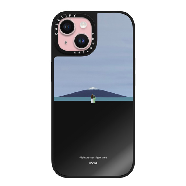 Suntur x CASETiFY iPhone 15 ケース Black on Black ミラーケース MagSafe対応 Right person right time