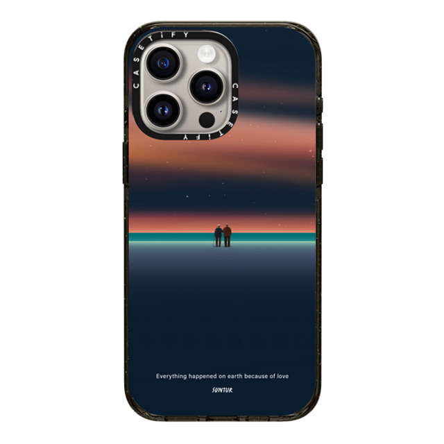 Suntur x CASETiFY iPhone 15 Pro Max ケース ブラック インパクトケース Everything happened on earth because of love