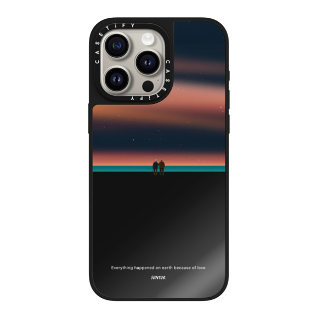 Suntur x CASETiFY iPhone 15 Pro Max ケース Black on Black ミラーケース MagSafe対応 Everything happened on earth because of love