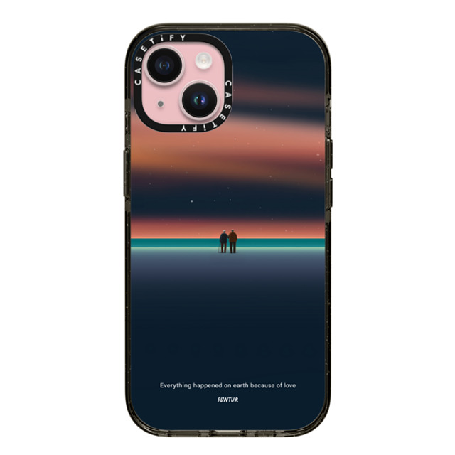 Suntur x CASETiFY iPhone 15 ケース ブラック インパクトケース Everything happened on earth because of love