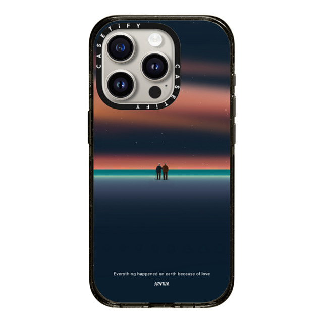 Suntur x CASETiFY iPhone 15 Pro ケース ブラック インパクトケース Everything happened on earth because of love