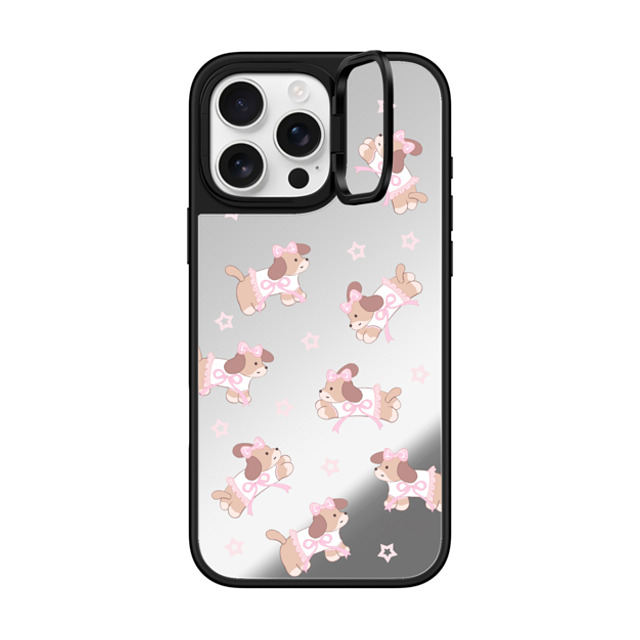CASETiFY iPhone 16 Pro Max ケース Silver on Black ミラー リングスタンドケース MagSafe対応 Ribbon Puppy hi forest Back to School CASETiFY iPhone 16 Pro Max ケース Silver on Black ミラー リングスタンドケース MagSafe対応 Ribbon Puppy hi forest Back to School