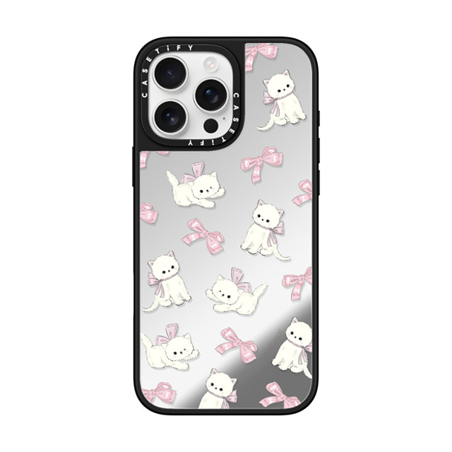 CASETiFY iPhone 16 Pro Max ケース Silver on Black ミラーケース MagSafe対応 Ribbon Kitten hi forest Father's Day CASETiFY iPhone 16 Pro Max ケース Silver on Black ミラーケース MagSafe対応 Ribbon Kitten hi forest Father's Day