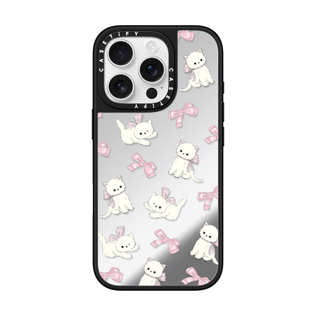 CASETiFY iPhone 16 Pro ケース Silver on Black ミラーケース MagSafe対応 Ribbon Kitten hi forest Father's Day CASETiFY iPhone 16 Pro ケース Silver on Black ミラーケース MagSafe対応 Ribbon Kitten hi forest Father's Day