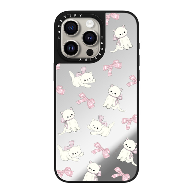 CASETiFY iPhone 15 Pro Max Case Silver on Black ミラーケース MagSafe対応 Ribbon Kitten hi forest CASETiFY iPhone 15 Pro Max Case Silver on Black ミラーケース MagSafe対応 Ribbon Kitten hi forest