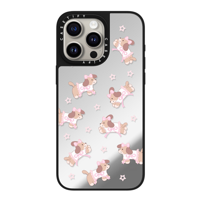 CASETiFY iPhone 15 Pro Max Case Silver on Black ミラーケース MagSafe対応 Ribbon Puppy hi forest CASETiFY iPhone 15 Pro Max Case Silver on Black ミラーケース MagSafe対応 Ribbon Puppy hi forest