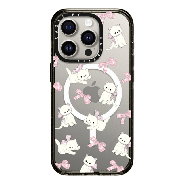 CASETiFY iPhone 15 Pro Case Black Impact Case MagSafe Compatible Ribbon Kitten hi forest CASETiFY iPhone 15 Pro Case Black Impact Case MagSafe Compatible Ribbon Kitten hi forest