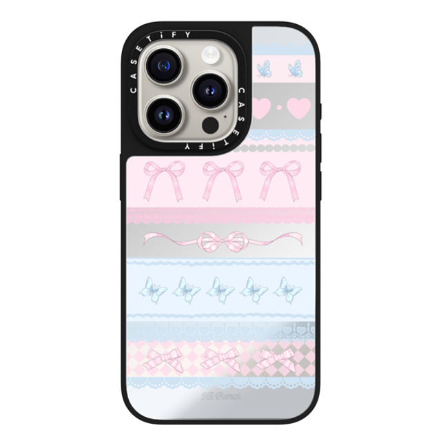 CASETiFY iPhone 15 Pro Case Silver on Black ミラーケース MagSafe対応 Ribbon Dream hi forest CASETiFY iPhone 15 Pro Case Silver on Black ミラーケース MagSafe対応 Ribbon Dream hi forest