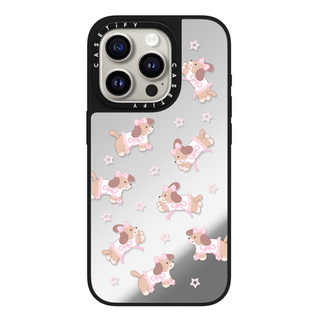 CASETiFY iPhone 15 Pro Case Silver on Black ミラーケース MagSafe対応 Ribbon Puppy hi forest CASETiFY iPhone 15 Pro Case Silver on Black ミラーケース MagSafe対応 Ribbon Puppy hi forest