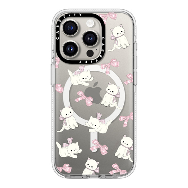 CASETiFY iPhone 15 Pro Case Clear Clear Case MagSafe Compatible Ribbon Kitten hi forest CASETiFY iPhone 15 Pro Case Clear Clear Case MagSafe Compatible Ribbon Kitten hi forest