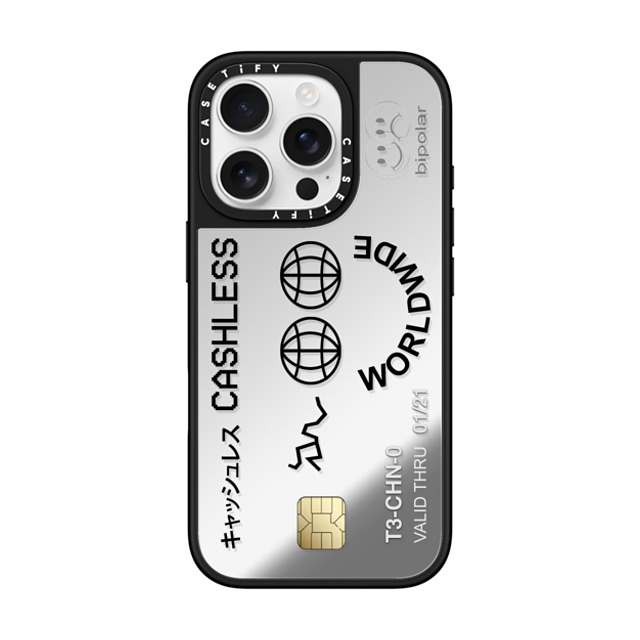 Ignorance1 x CASETiFY iPhone 16 Pro ケース Silver on Black ミラーケース MagSafe対応 Cashless Card