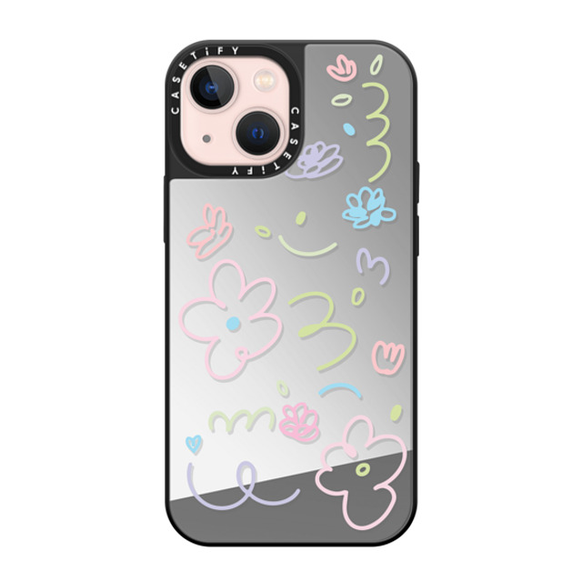 Sebastian Sochan x CASETiFY iPhone 13 Mini ケース Floral,Abstract Silver on Black ミラーケース MagSafe対応 Transparent Flowers Father's Day Sebastian Sochan x CASETiFY iPhone 13 Mini ケース Floral,Abstract Silver on Black ミラーケース MagSafe対応 Transparent Flowers Father's Day
