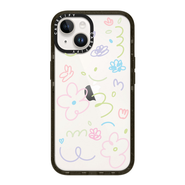 Sebastian Sochan x CASETiFY iPhone 14 ケース ブラック インパクトケース Transparent Flowers