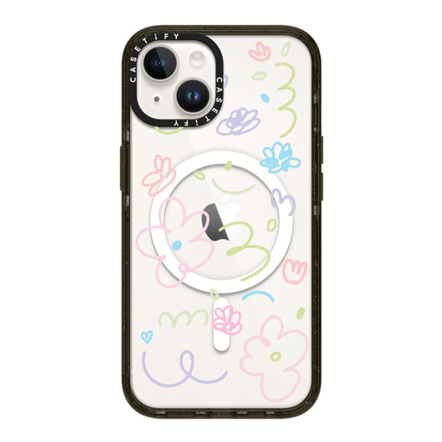 Sebastian Sochan x CASETiFY iPhone 14 ケース ブラック インパクトケース MagSafe対応 Transparent Flowers