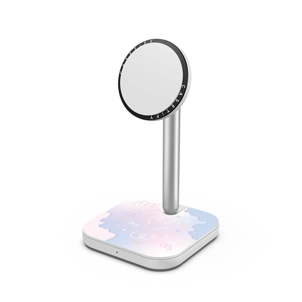 Sebastian Sochan x CASETiFY PowerThru 2-in-1 Charging Stand ホワイト 2-in-1 充電スタンド Pastel Gradient Squiggles