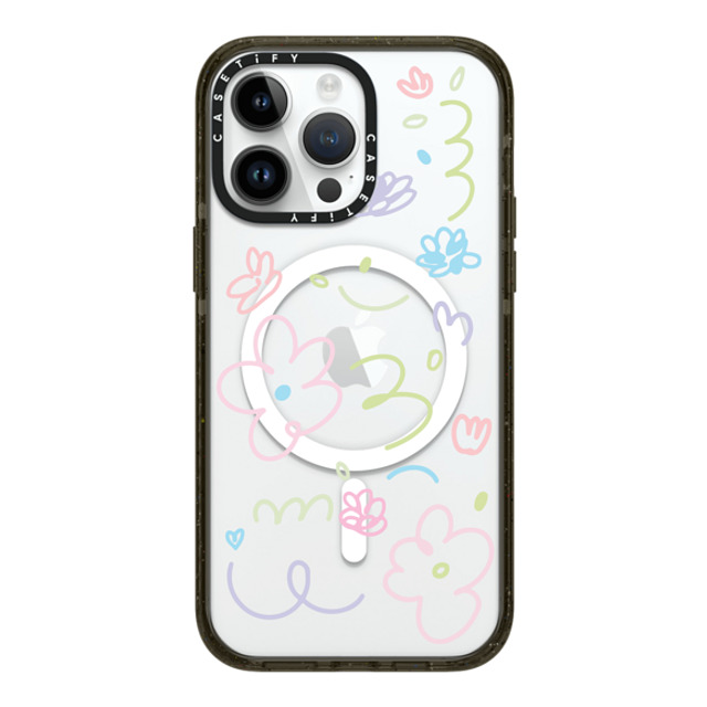 Sebastian Sochan x CASETiFY iPhone 14 Pro Max ケース ブラック インパクトケース MagSafe対応 Transparent Flowers