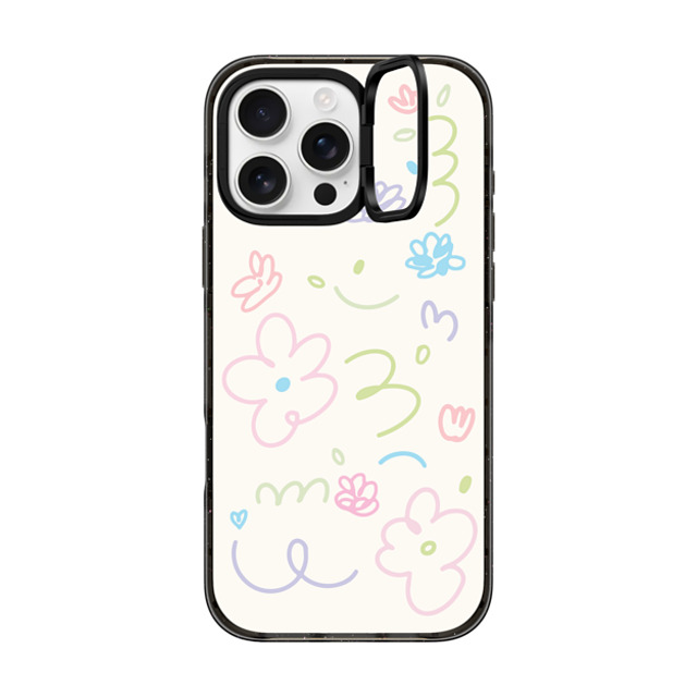 Sebastian Sochan x CASETiFY iPhone 16 Pro Max ケース ブラック インパクトリングスタンドケース MagSafe対応 Summer Flowers